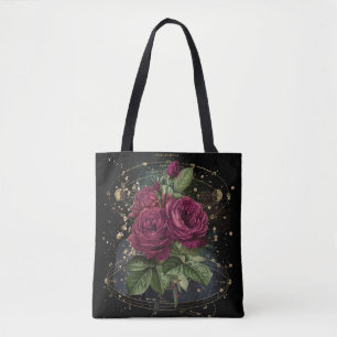 Girly collage – blood red roses tote bag