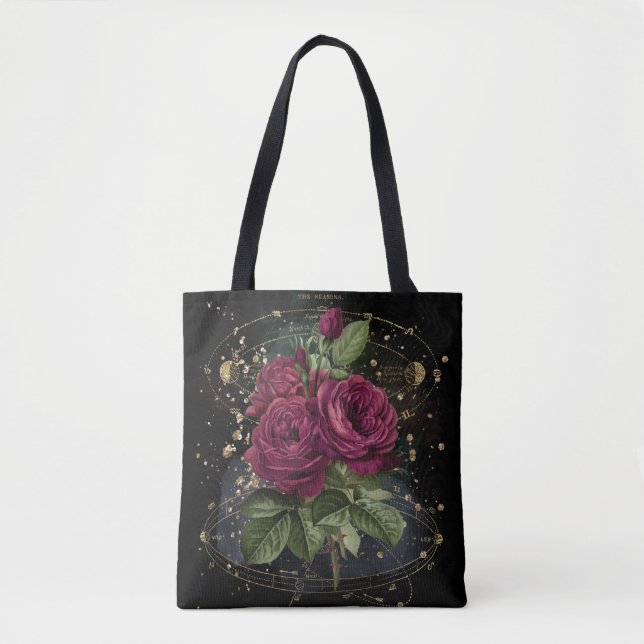 Girly collage – blood red roses  tote bag (Front)