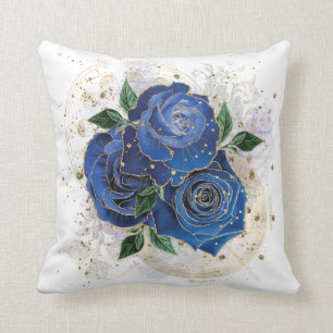 Girly collage - midnight blue cushion