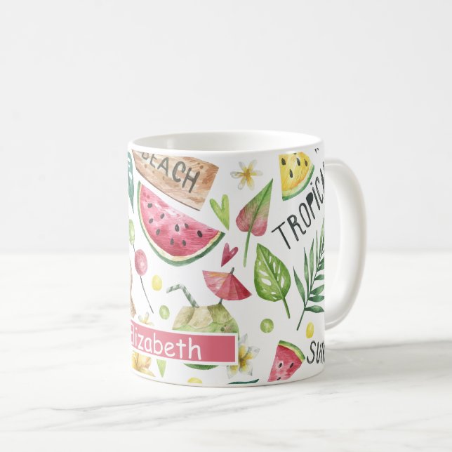 Girly Colourful Beach Relax  Coffee Mug (Front Right)