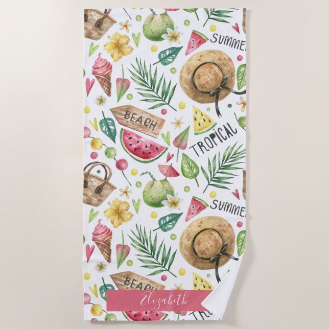 Girly Colourful Beach Relax Towel (Front)