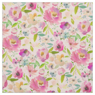 Girly Colourful Blooming Chic Pink Floral Pattern Fabric