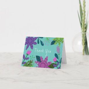 Girly Colourful Floral Thank You Card