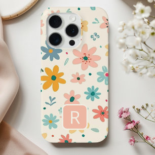 Girly Colourful Flowers Seamless Pattern  iPhone 15 Pro Case