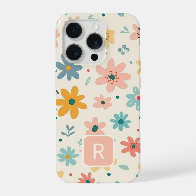 Girly Colourful Flowers Seamless Pattern  iPhone Case (Back)