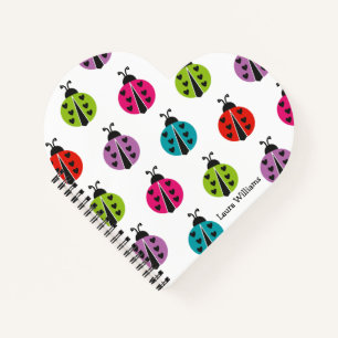 Girly Colourful Ladybug Personalised Notebook