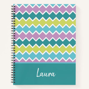 Girly Colourful Pattern Personalised Notebook