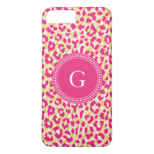 Girly colourful pink cheetah print monogram iPhone 8 plus/7 plus case