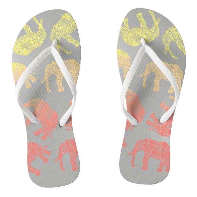 girly colourful tribal floral elephant pattern jandals (Footbed)