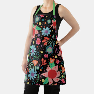 Girly Cooking Black Floral Inspirivity apron