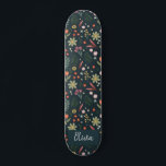 Girly & Cool Modern Navy Blue Botanical Flowers Skateboard<br><div class="desc">This modern and cool kids skateboard design features a garden flower pattern,  with a unique botanical and flower print on a navy blue background,  and can be personalised with your girls name. The perfect girly floral gift for any skateboard enthusiast.</div>