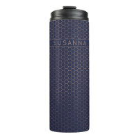 Girly Copper Rose Gold Navy Blue Geometric Pattern
