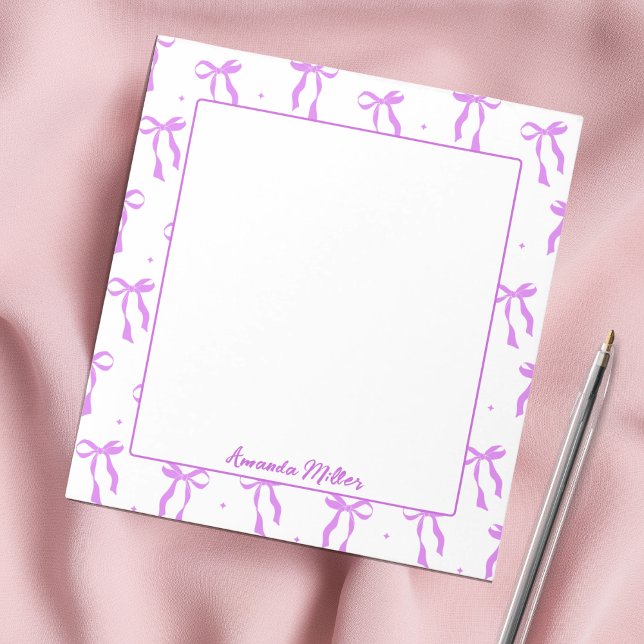 Girly Coquette  Aesthetic Purple Bow Monogram Notepad (Creator Uploaded)