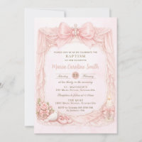 Girly Coquette Blush Pink Bow Dove Girl Baptism
