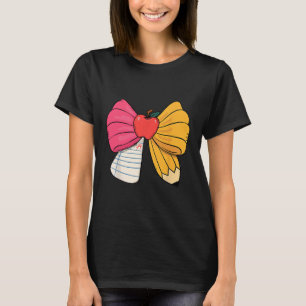 Girly Coquette Bow Pencil Teacher Student Back To  T-Shirt