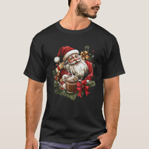 Girly Coquette Bow Santa Christmas Tree Candy cake T-Shirt