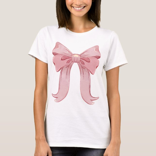 Girly Coquette Bow T-Shirt – Pastel Pink Esthetic (Front)