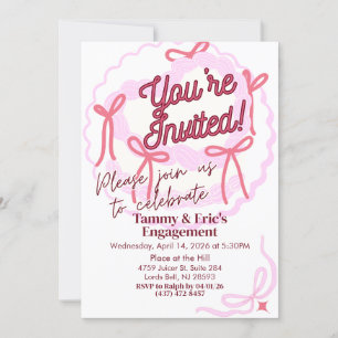 Girly Coquette Celebration Invitation   Pink Bows 