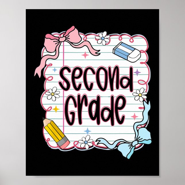 Girly Coquette Second Grade Back To School 2nd Gra Poster (Front)