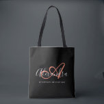 Girly Coral Pink Elegant Script Name Monogram Tote Bag<br><div class="desc">Personalise your beautiful monogrammed trendy black Grocery Tote Bag! The text below may be personalised to your preferred sentence or even your full name; you can also delete it if you prefer. If you need help, please let us know at belytaliarecipes@gmail.com, and we will be glad to assist you. ©...</div>