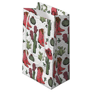 Girly Country Cowgirl Christmas Pink and Green Small Gift Bag