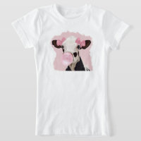 Girly Cow Blowing Pink Bubblegum Bubble