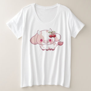 Girly Cow Cherry  Cute lover Cow gift for her  Plus Size T-Shirt