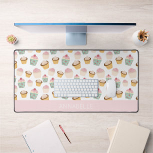 Girly Cupcake Personalized First Name Desk Mat