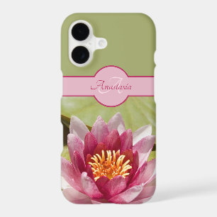 Girly Custom Monogram Name Pink Water Lily Photo
