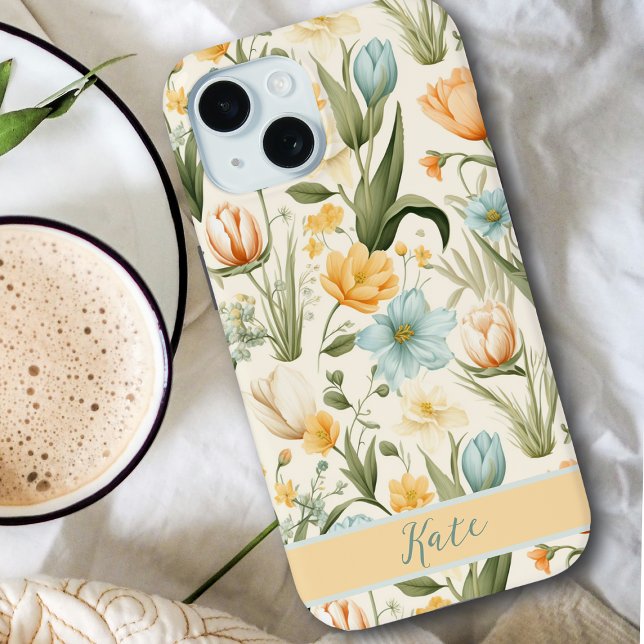 Girly Custom Name Spring Bouquet | Pastel Florals Case-Mate iPhone Case (Creator Uploaded)