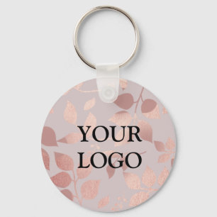 Girly Custom Simple Clean Blush Pink Business Logo Key Ring