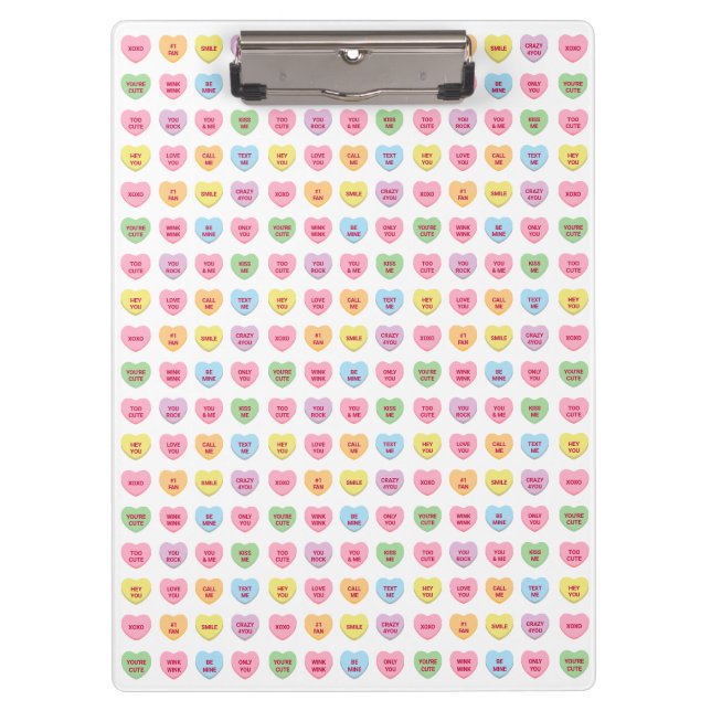 Girly cute fun custom conversation hearts pattern  clipboard (Front)