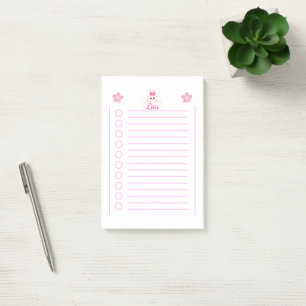 Girly Cute Little Rabbit With Personalised Name  Post-it Notes