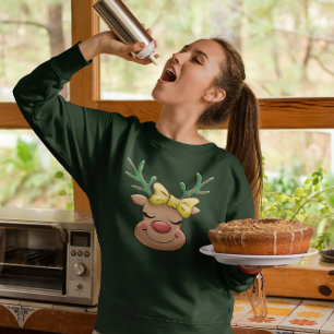 Girly Cute Lovely Retro Reindeer Winter Sweatshirt