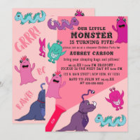 Girly Cute Monster Flashlight Sleepover Birthday