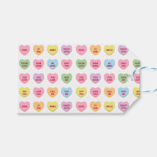 Girly cute pastel conversation hearts Valentine's Gift Tags