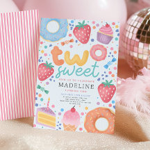 Girly Cute Pastel Pink Two Sweet 2nd Birthday 