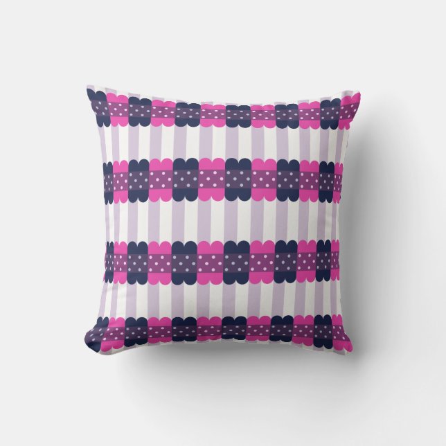 Girly Cute Purple and Pink  Pattern Cushion (Front)
