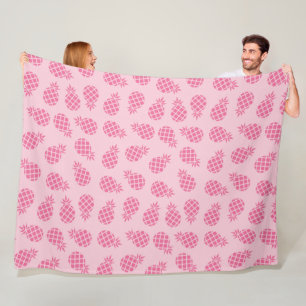Girly cute summer pastel pink pineapple pattern fleece blanket
