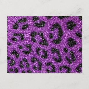 Girly Cute Trendy Purple Glitter Cheetah print Postcard