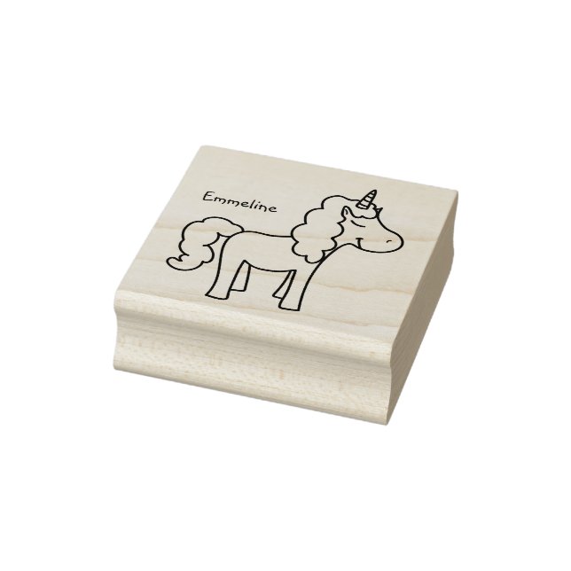 Girly Cute Unicorn Rubber Stamp Personalise Name (Stamp)