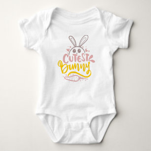 Girly Cutest Bunny Easter Rabbit Quote Baby Bodysu Baby Bodysuit