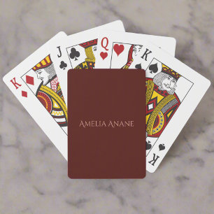 Girly Dark Red & Blush Pink Script Name Birthday Playing Cards