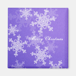 Girly deep blue and white Christmas snowflakes Magnet