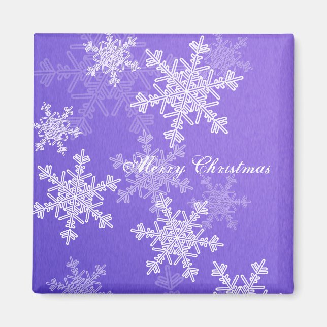 Girly deep blue and white Christmas snowflakes Magnet (Front)