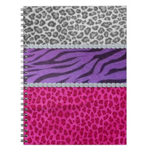 Girly Diamond Animal Print Notebook