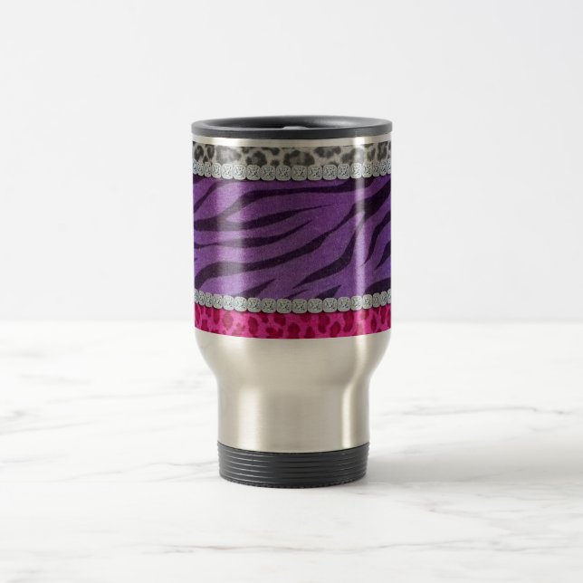 Girly Diamond Animal Print Travel Mug (Center)