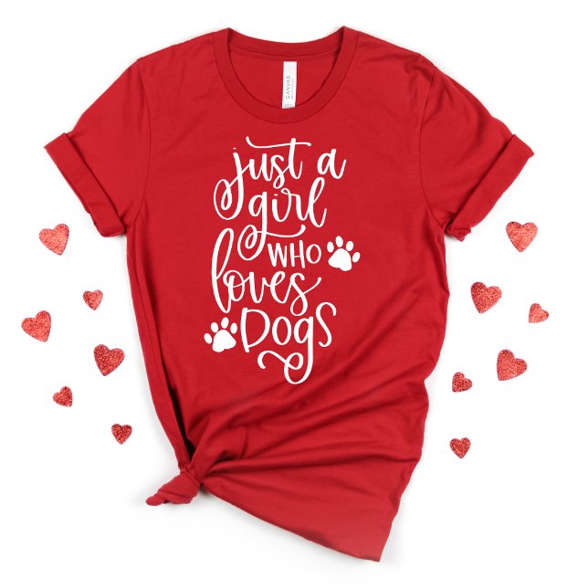 Girly Dog Lover Valentine Whimsy Typography T-Shirt (Creator Uploaded)