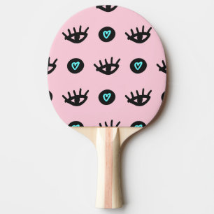 Girly Doodle: Eyes Hearts Seamless. Ping Pong Paddle