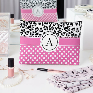 Girly dots and animals print monogram accessory pouch